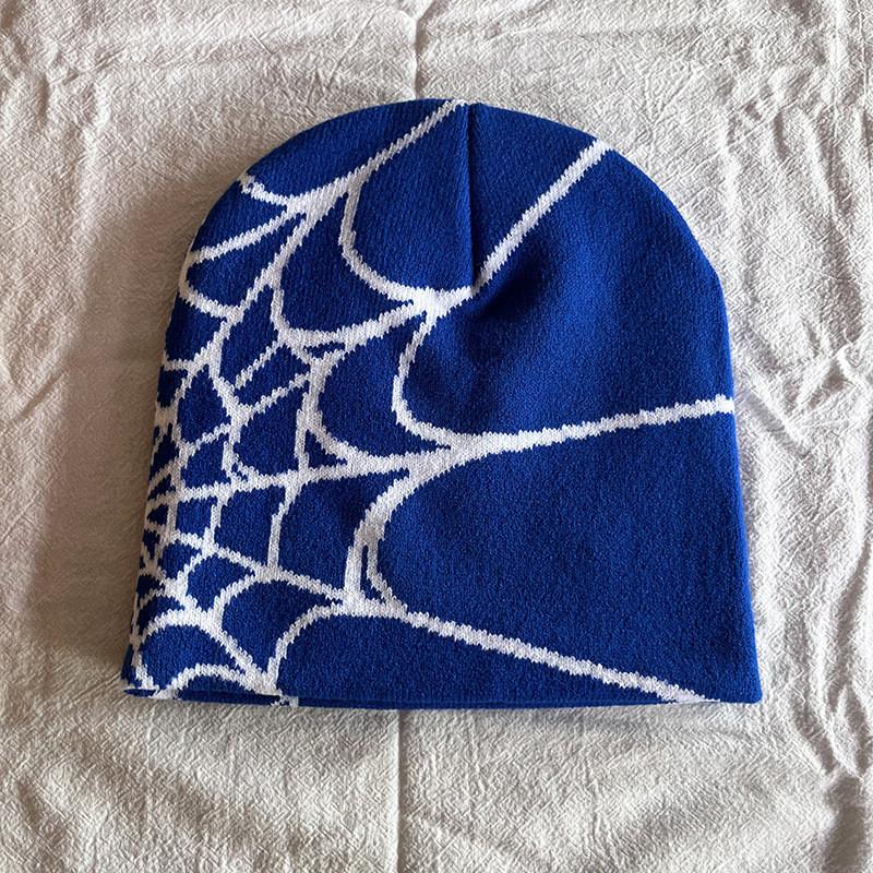 Knit Fashionable Cap With Spider Web Embroidery Design For Daily Wear Casual
