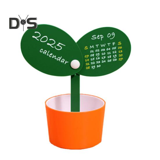Stolní kalendář na rok 2025 hrnkový rostlinný kalendář se základnou držáku pera Stolní dekorace pro organizér domácí kanceláře