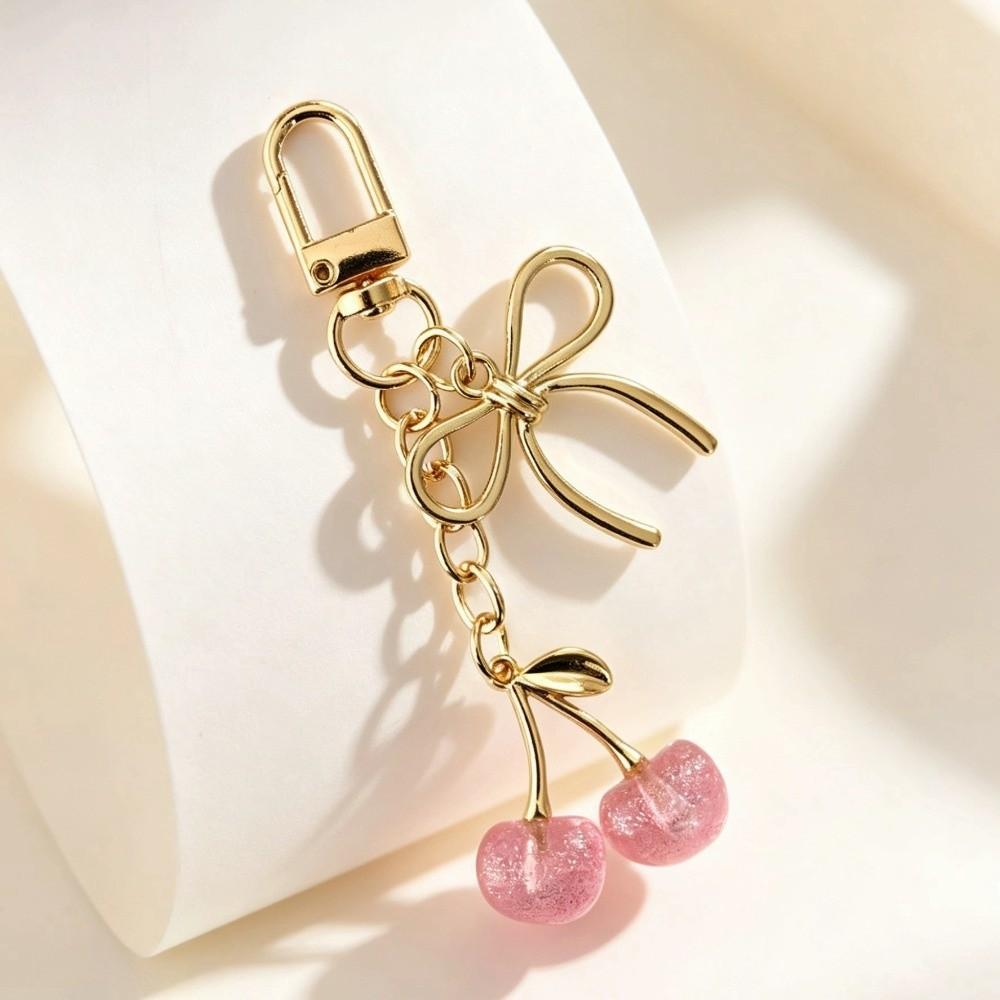 Red Cherry Cherry Keyring Pearl Bow Cherry Bag Pendant Cherry Keychain Backpack Accessory