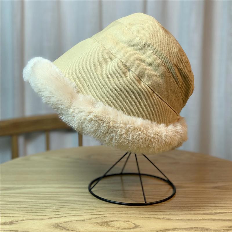 

Шляпа Женская Зимняя Бархатная Утепленная Из Овечьей Шерсти Панама Широкополая Теплая Плюшевая Шляпа-Ведро one size бежевый