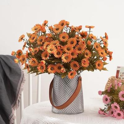 2 st Simulerade Prästkrage Blommor Buketter för Hemfest Kontor Bröllop Möte Mottagningsbord Dekoration, Partihandel Högkvalitativa Livslika Konstgjorda Blommor