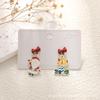 High-End Asymmetrical Rhinestone Christmas Cartoon Earrings for Women