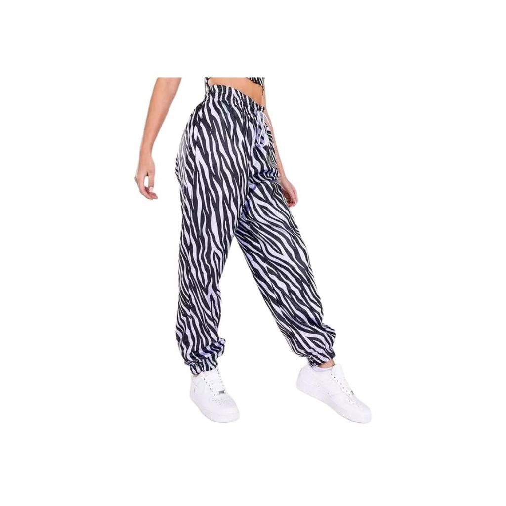 Nike Zebra Print Drawstring Knit Sports Pants Women Bottoms Black DC5292-596