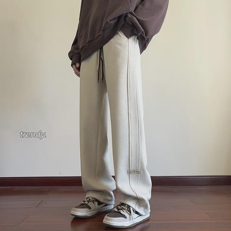 Men's American Retro Japanese-Style Oversized White Wide-Leg Pants