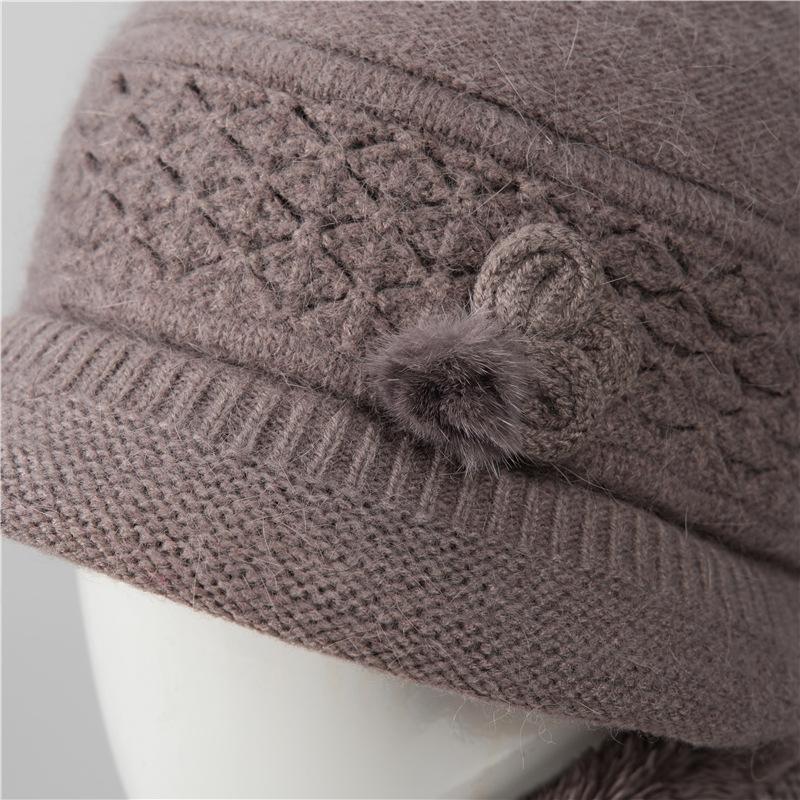 Hat female winter thermal hat piled thick knitted wool hat mother-in-law cotton hat