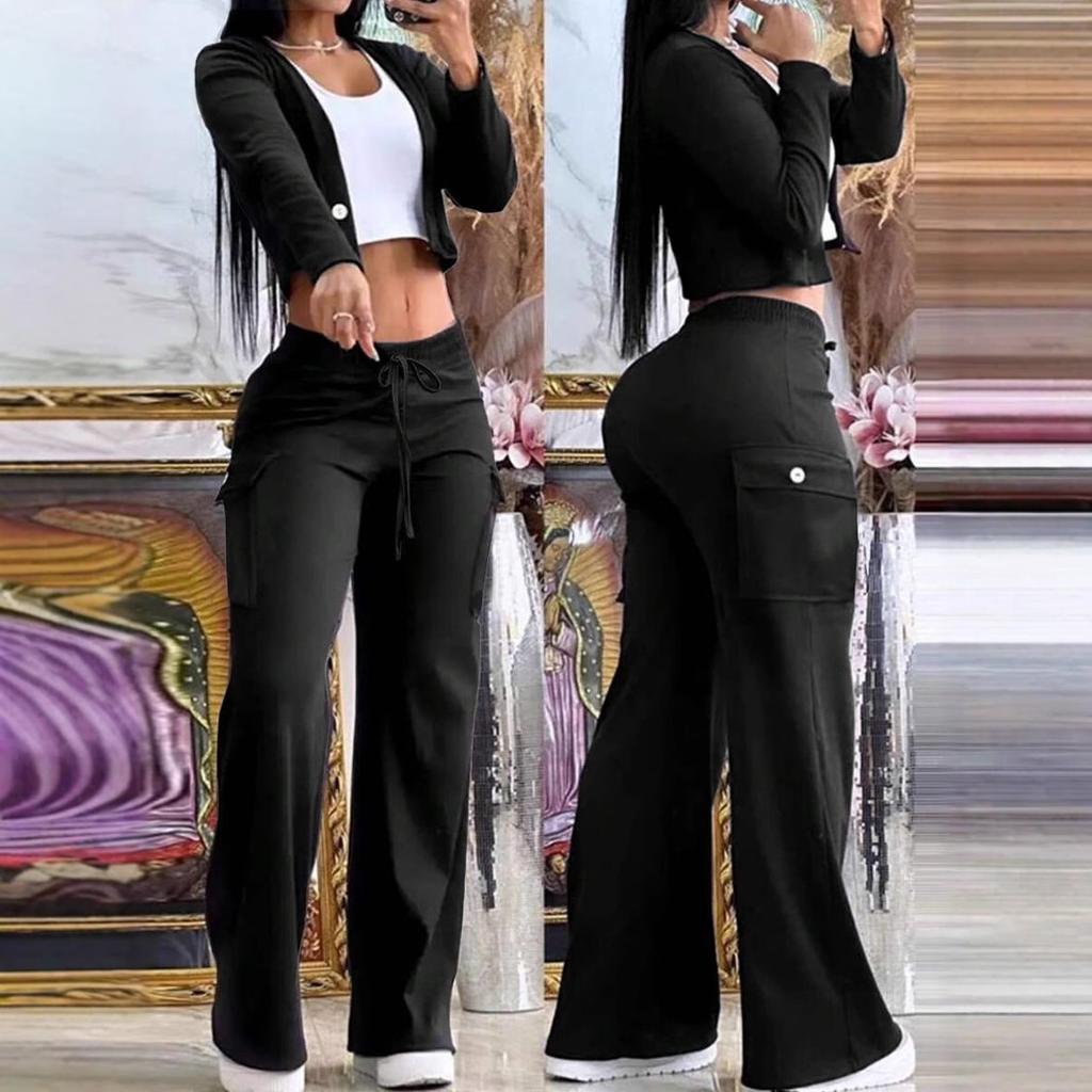 VEZFAA Women's Fashion Casual Colour Block Print High Waist Trousers Pants & Capris