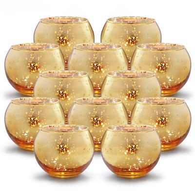 6/12Pcs Mercury Glass Candle Holder Tea Lights Christmas Party Wedding Centerpieces Candlestick for Home Decoration
