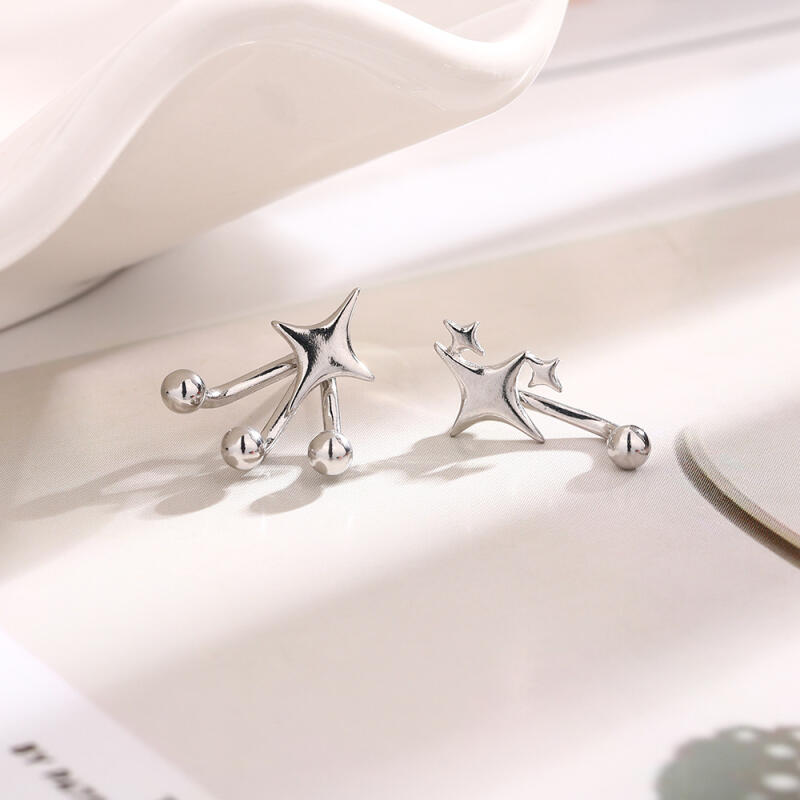 Cool Asymmetric Exquisite Stars Stud Earrings for Women Men Fashion Mini Dual Wearing Drop Earrings Party Jewelry Accessories