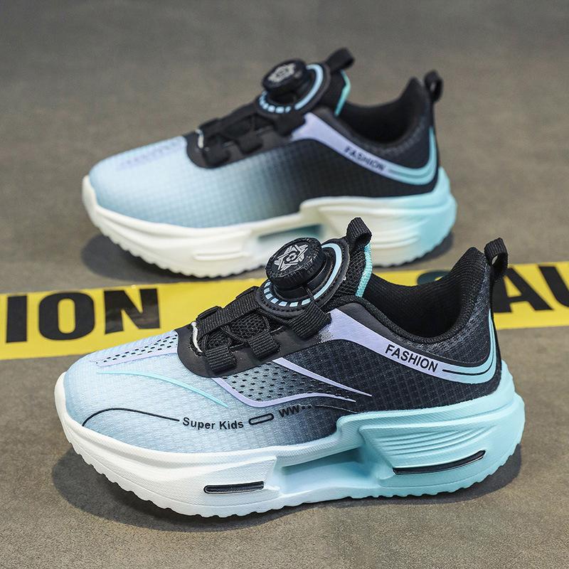 Youth Sports Shoes, Rotating Buttons, Comfortable Single Mesh, Breathable, Medium and Large Children, Primary School Students, Lightweight Cushioning