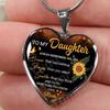 To My Daughter Heart Pendant Necklace Sunflower Inspirational Necklaces For Children Birthday Gifts