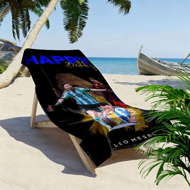 Messi Valor Print Strandtuch, Großes Weiches Schnelltrocknendes Handtuch für Strand Camping Schwimmen