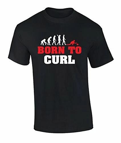 

Funny Evolution Olympic Sport Born to Curl Graphic Tee Shirt Black 3XL