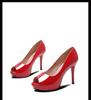Women's High Heel Stiletto Peep Toe Platform Patent Leather Nightclub Shoes