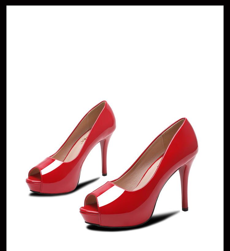 Women's High Heel Stiletto Peep Toe Platform Patent Leather Nightclub Shoes