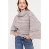 Export To Spain Single Blended Knitting Wool Spring and Autumn Loose Bat Turtleneck Personality Top Solid Pullover