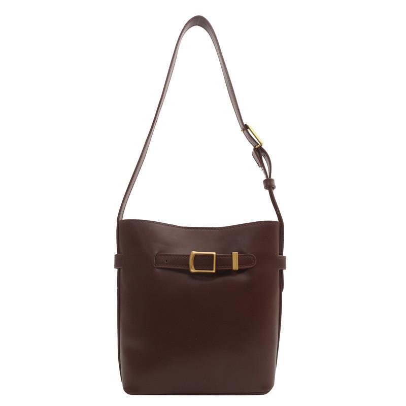 Stylish 2024 Large Capacity Bucket Bag With Chic Urban Design And Soft Pu Material коричневый