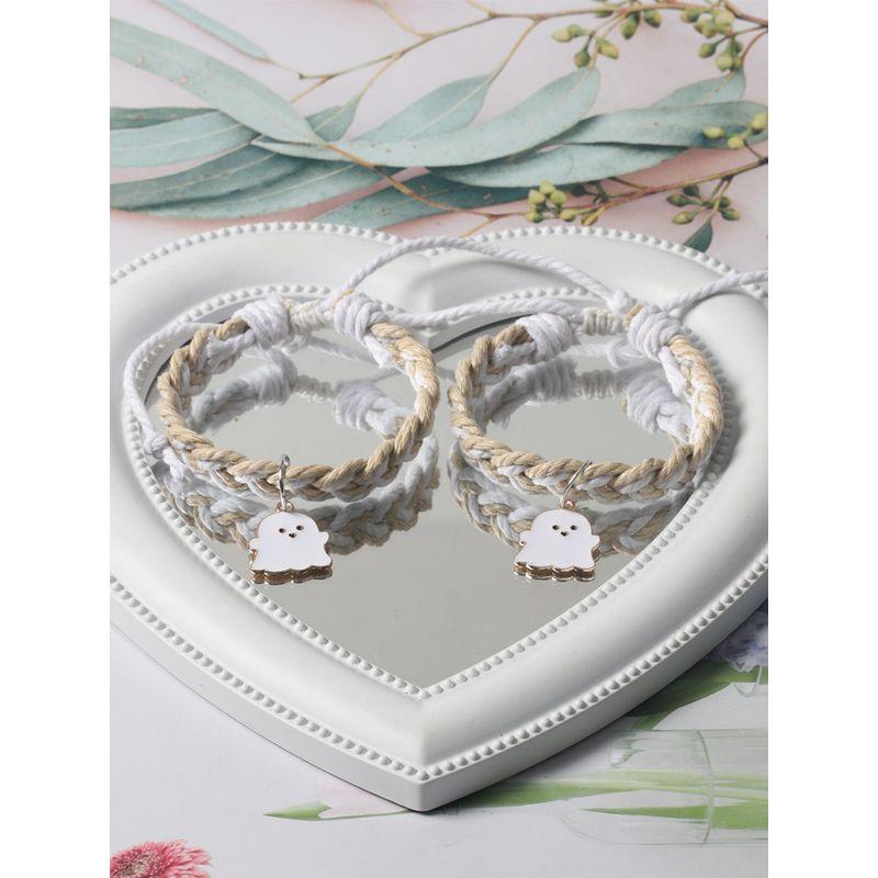 Good-looking Black and White Color Matching Couple Woven Magnetic Bracelet Original Cartoon Ghost Girlfriends Carrying Strap for Boyfriend Bracelet