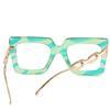 Big Square Chain Frame Clear Lens Glasses Myopia Nerd Spectacles Degree -0.5 -1.0 -2.0 To -6.0 Oversize Hyperopia +0.5 To +6.0