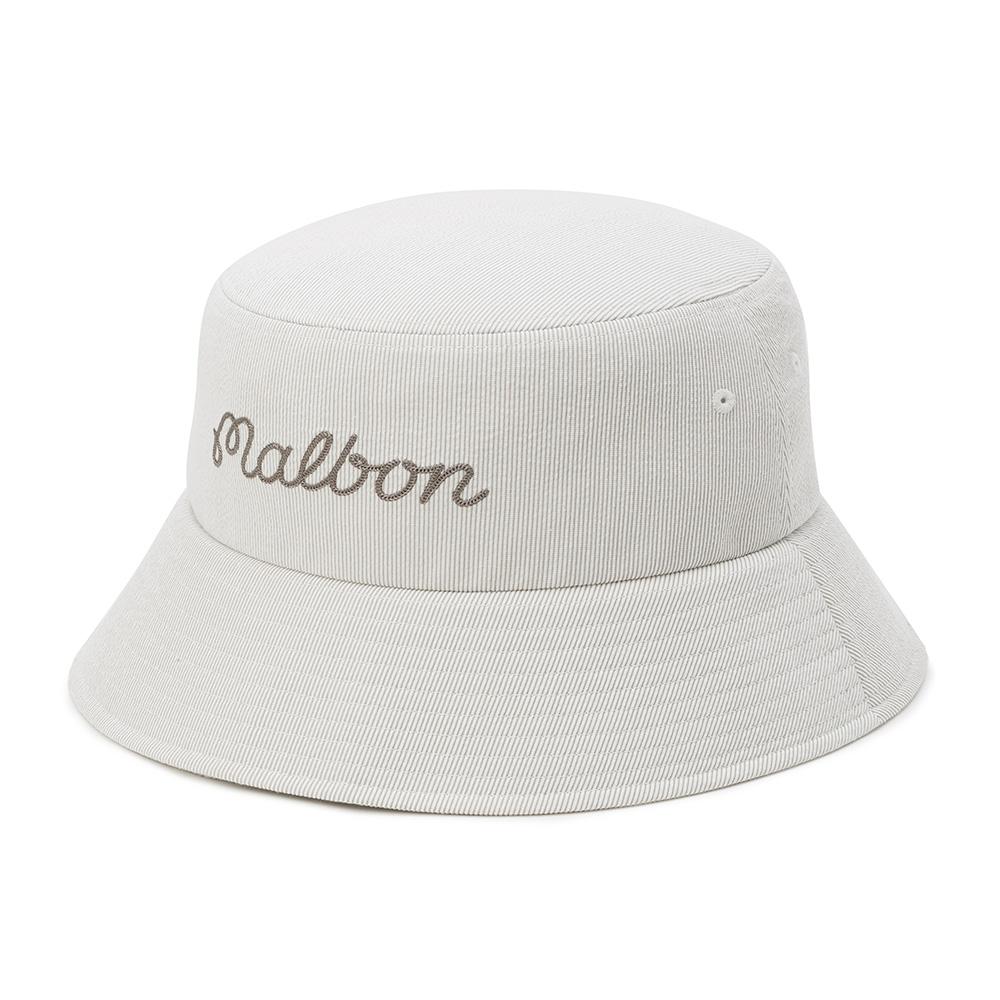 MALBON GOLF Striped Seersucker Bucket Hat Beige