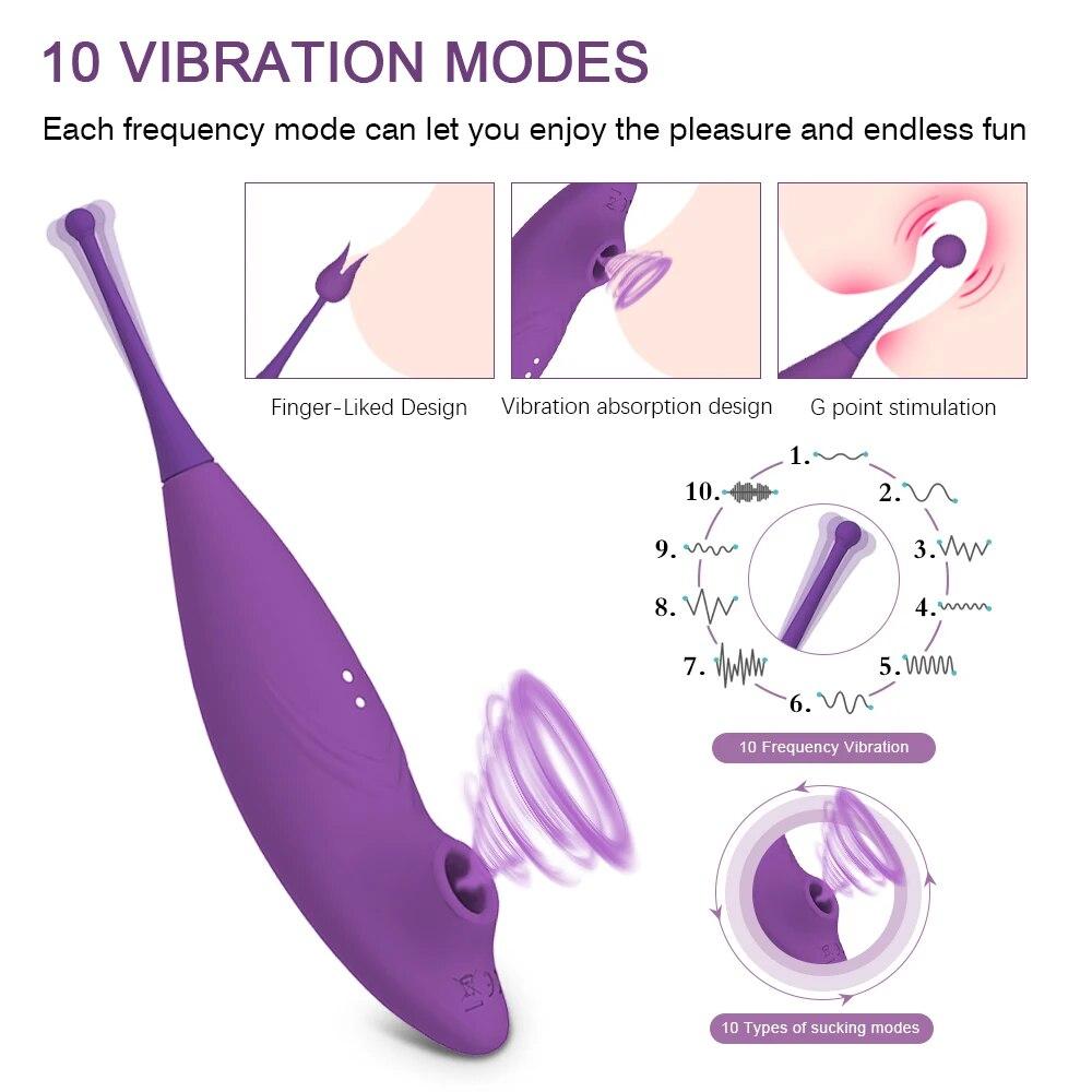Sucking Vibrator 10 Speeds Vibrating Sucker Nipple Massager Oral Sex Suction Clitoris Stimulator Erotic Sex Toy for Women