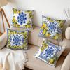 Pcs Mediterranean Blue And White Lemon Series Single Sided Printed Cushion Coverfor Home Decoration