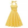 Vintage Polka Dot Cotton Dress With Tie Back And Offshoulder Design For Women