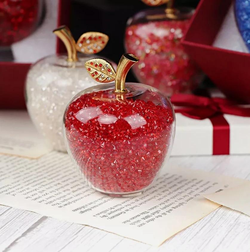 Farebná Krištáľová Remeselná Soška Jablka Trblietavé Sklo Krištáľ Domáca Dekorácia Vianočné Ozdoby Darček Vianočné Ozdoby Domov