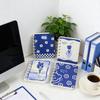 2Pcs Blue Rose Flower Pattern Cartoon A7 Coil Book Pocket Mini Notebook Diary Portable Office Notepad Daily Weekly Planner School Supplies Holiday Gi