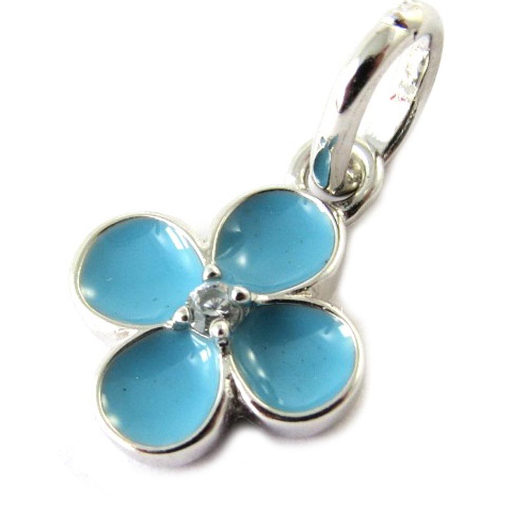 Les Trésors De Lily [N5336] - Silver Pendant 'Flora' Blue (rhodium-plated) - 9 Mm