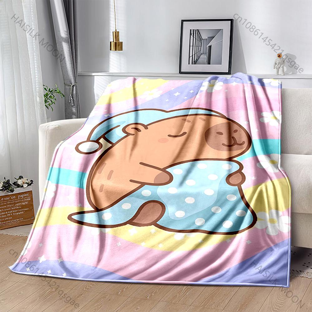 1PC Cute Capybaras Print Warm and Comfortable Blanket for Home Sofa Bed Travel Camping Picnic RV Child Luxury Gifts