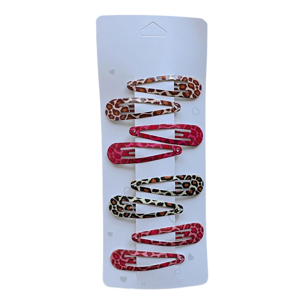 Pack of 8pcs Metal Snap Hair Clips Star Water Drop Barrettes Non Slip Leopard Print Hair Ornament For Women Girls