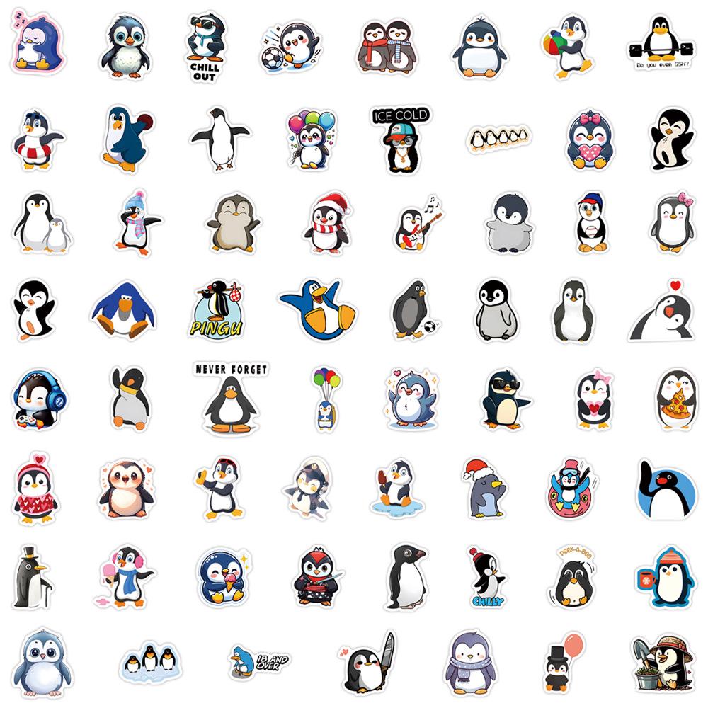 

60-Piece Penguin Cartoon Stickers: Waterproof Graffiti for DIY Decor on Water Bottles and Suitcases