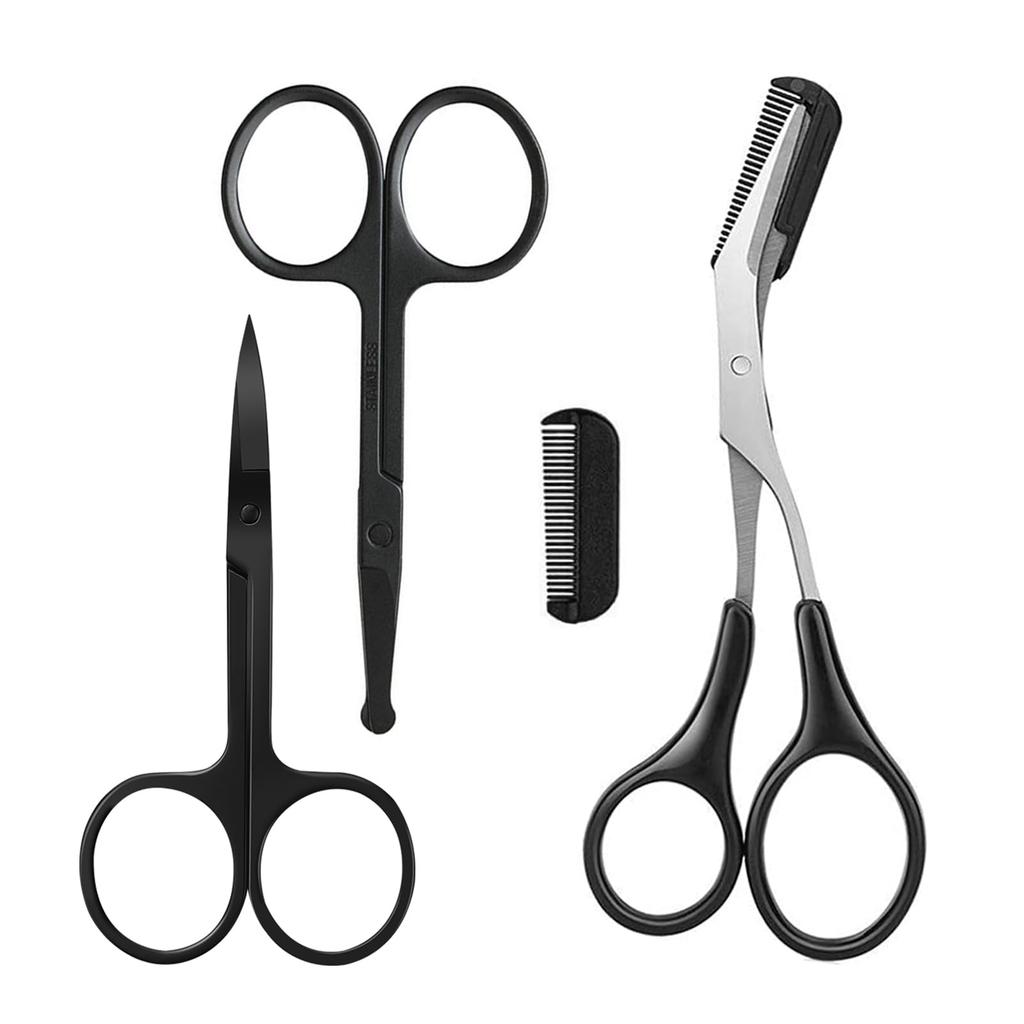 Eyebrow Scissors with Comb, KAJUDA Facial Hair Small Grooming Scissors For Men Women - Eyebrow Trimmer Scissor for Eyebrows, Nos
