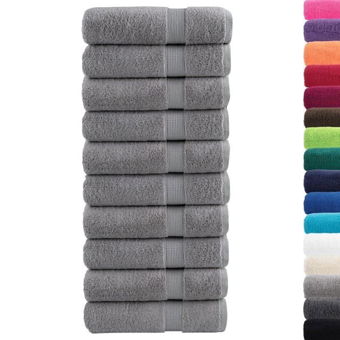 VidaXL Serviettes de Bain de Qualité Supérieure 10 pcs, Serviettes de Douche, Draps de Bain, Serviettes d'Invité de 137313