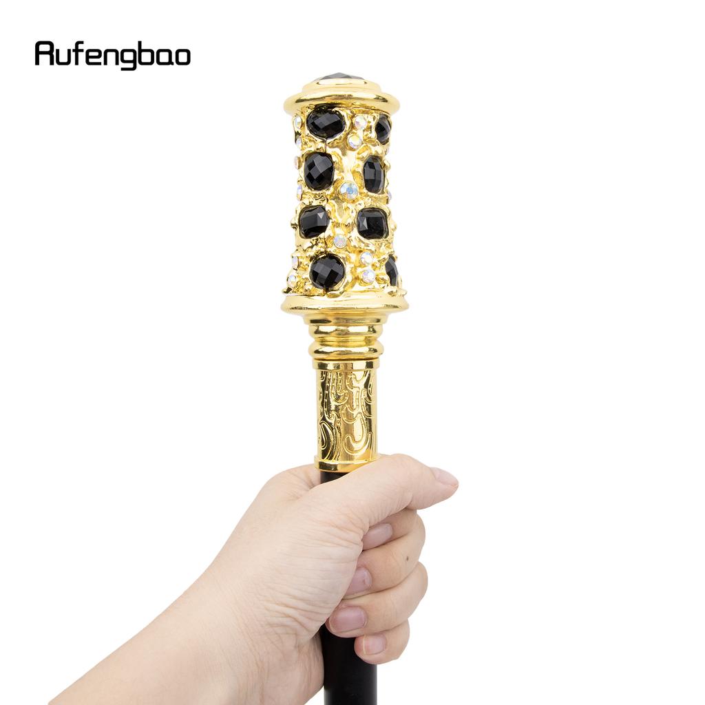 Black Artificial Diamond Walking Cane Fashion Decorative Walking Stick Gentleman Elegant Cosplay Cane Knob Crosier 93cm