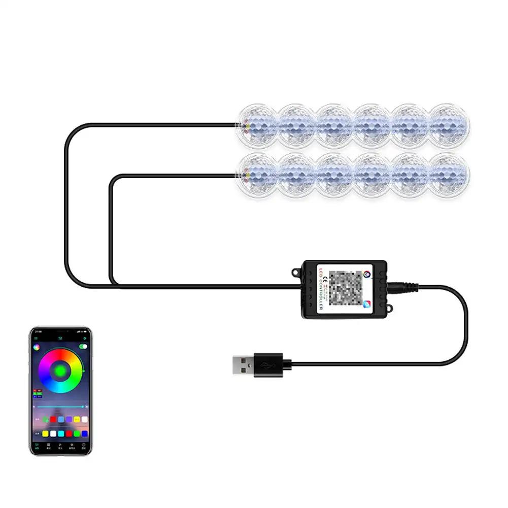 12 LED Car Interior Ambient Foot Light USB / Cigarette lighter LED Atmosphere Decorative Lamp LED Foot Light Kit Car Accessories