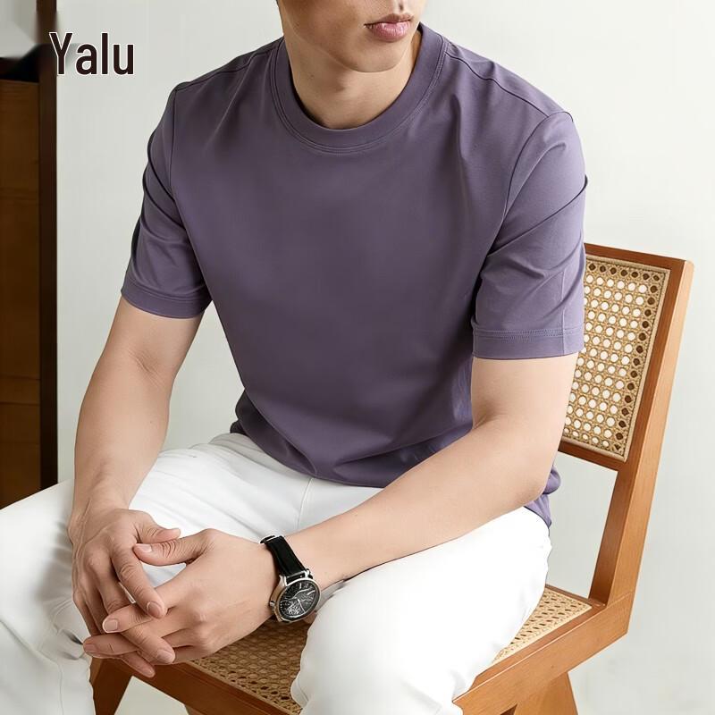 Yalu Men's Solid Color Mercerized Cotton Short Sleeve T-Shirt
