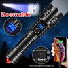 Powerful LED Flashlight Zoomable Torch Type-C Rechargeable Camping Lantern 5Modes Outdoor 26650 Power Bank Lights