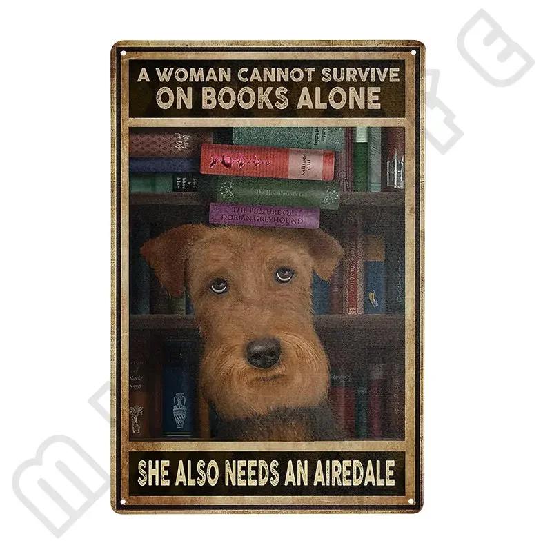 Airedale Terrier Metal Tin Sign Funny Pet Wall Decor for Kitchen Bathroom Bar Office Cafe  X Inch