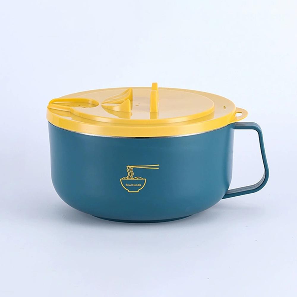304 Stainless Steel Ramen Bowl with Lid Heat Resistant Noodle Cooker Bowl Instant Noodles Kitchen Tableware Accessory Bowl With