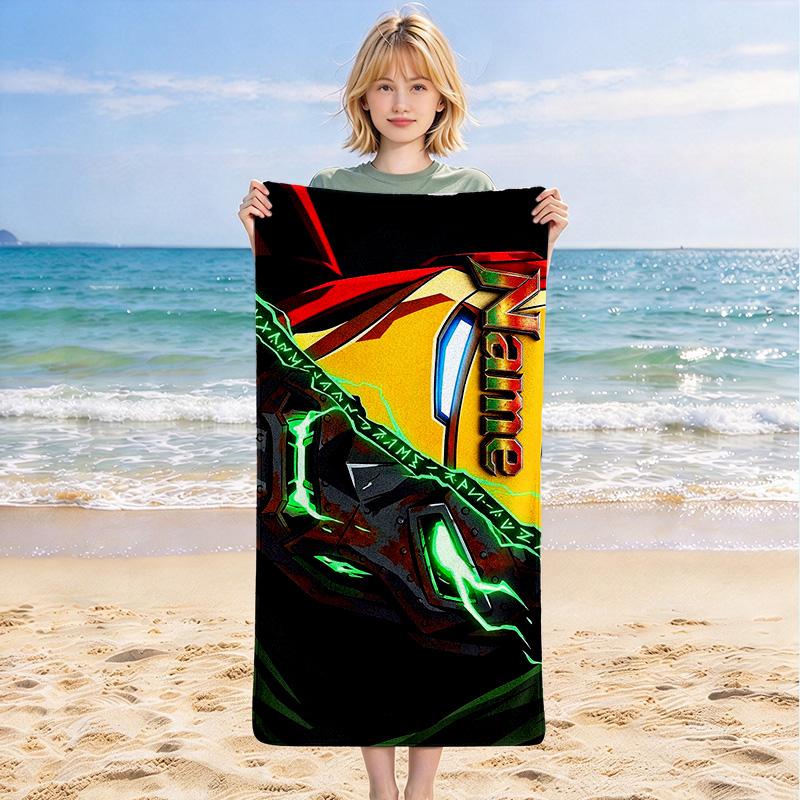 Custom Name Iron Man Stylish printed beach towel,a quick-drying, absorbent mat suitable for the beach, pool, gym, and travel fans gift