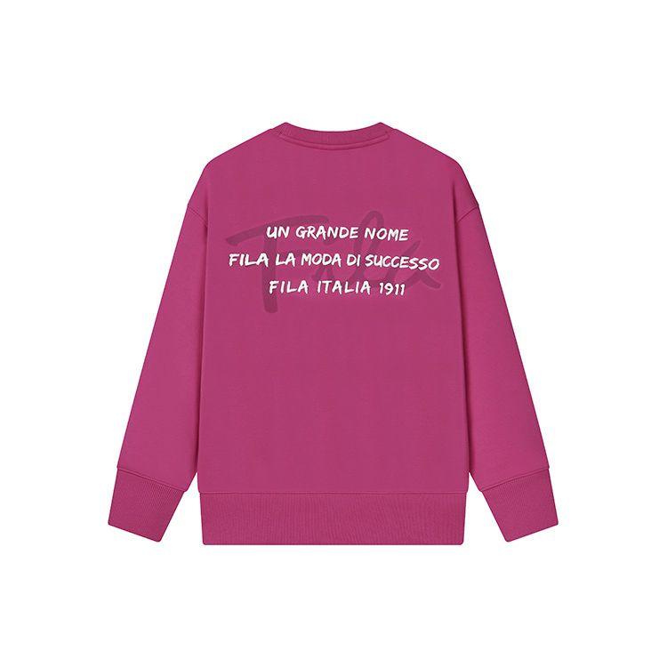 Fila Solid Color Letter Logo Embroidered Fashion Simple Round Neck Long Sleeve Sweatshirt Unisex Sweatshirt Bright-Pink F11U248201F-RD