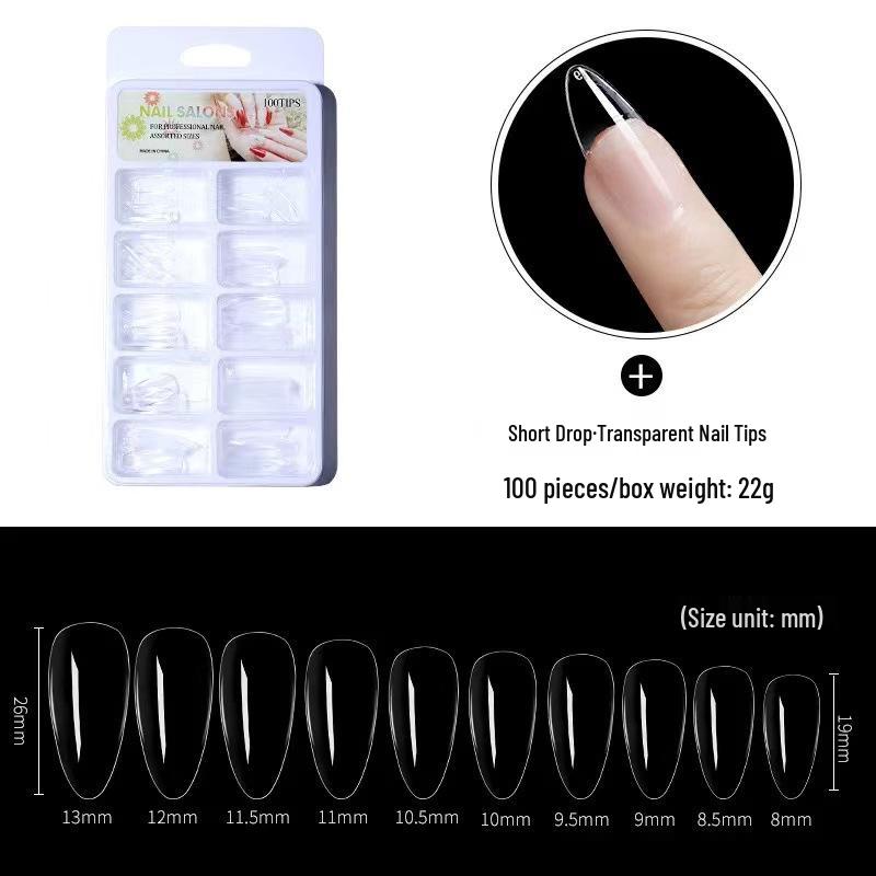 

Ультратонкие бесшовные прозрачные накладные ногти - набор из 100 штук двойного использования полный/половинный