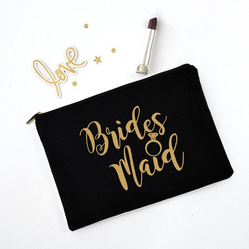 Team Bride Makeup Bag Bachelorette Party Cosmetic Bags Bridesmaid Toiletries Organizer Female Storage Make Up Case Wedding Gifts