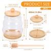 2 Pcs Transparent Honey Pot Glass Honey Jar with Dipper and Wooden Lids Syrup Jam Storage Container for Home Kitchen Accessories