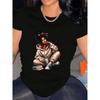 Graphic Print Girl T-Shirt for Women Casual Short Sleeve Tee Comfortable Crew Neck, Soft Adorable Tees Tops