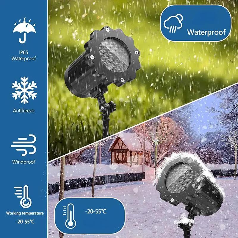 Snowflake Led Projector Light with Remote Control Outdoor Lawn Garden Christmas Stage Decoration Projection Pattern Blizzard Lamp