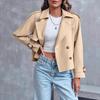 Women's Khaki Short Trench Coat with Epaulets
