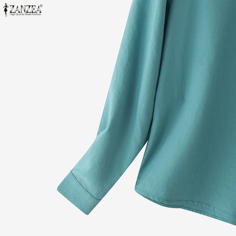 ZANZEA Women Casual V-Neck Solid Color Loose Long Sleeve Blouse