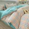 Simple Pure Cotton Four-piece Set Plaid Pure Cotton Bed Sheet Quilt Cover Bed Sheet Type Pure Cotton Dormitory Three-piece Set